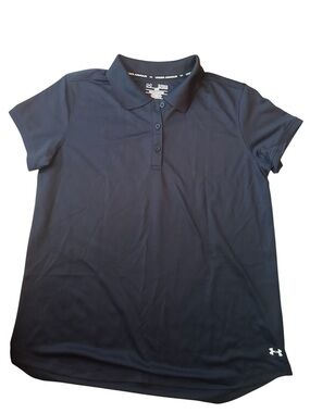 Under Armour Youth Girls Loose Fit Black Golf Polo